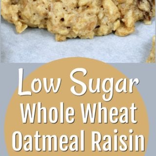 Low Sugar Whole Wheat Oatmeal Raisin Cookies