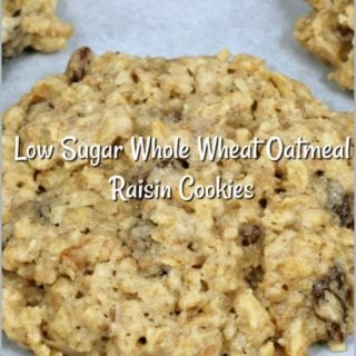 Low Sugar Whole Wheat Oatmeal Raisin Cookies