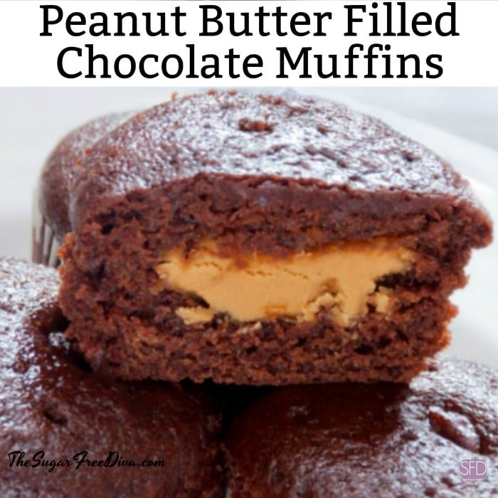 Sugar Free Peanut Butter Filled Chocolate Muffins
