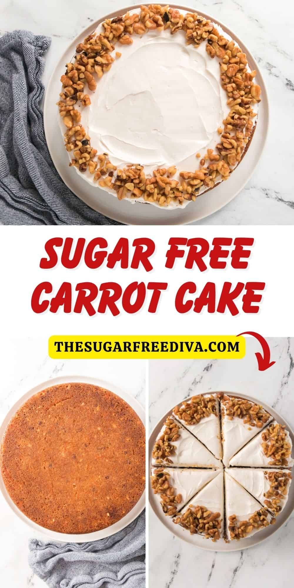 Sugar Free Carrot Cake, This is the best ever Sugar Free Carrot Cake that you may ever taste.  A delicious dessert made with no added sugar.