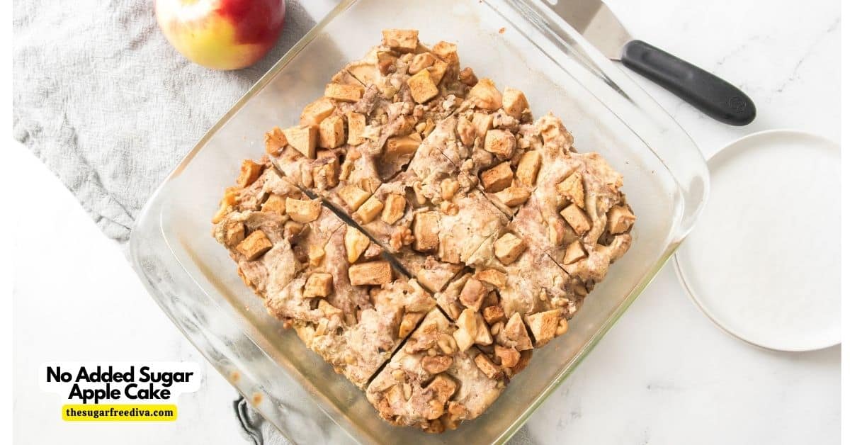 No Sugar Added Apple Cake, a simple and delicious dessert recipe made without sugar. Keto, Gluten Free Options.