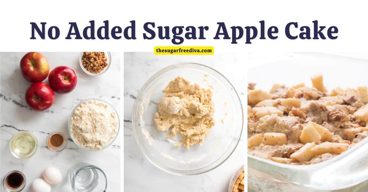 No Sugar Added Apple Cake, a simple and delicious dessert recipe made without sugar. Keto, Gluten Free Options.