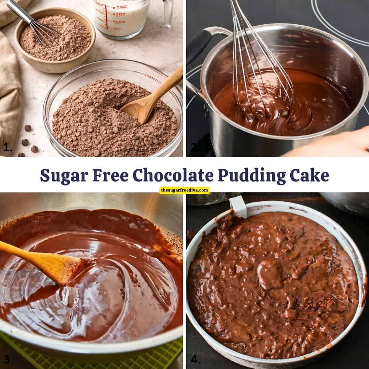 Sugar Free Chocolate Pudding Cake, an easy 3 ingredient recipe for the ultimate moist and fudgy chocolate cake made with no added sugar .