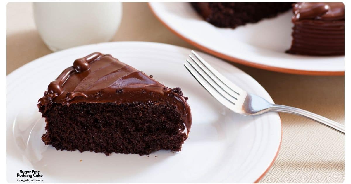 Sugar Free Chocolate Pudding Cake, an easy 3 ingredient recipe for the ultimate moist and fudgy chocolate cake made with no added sugar .