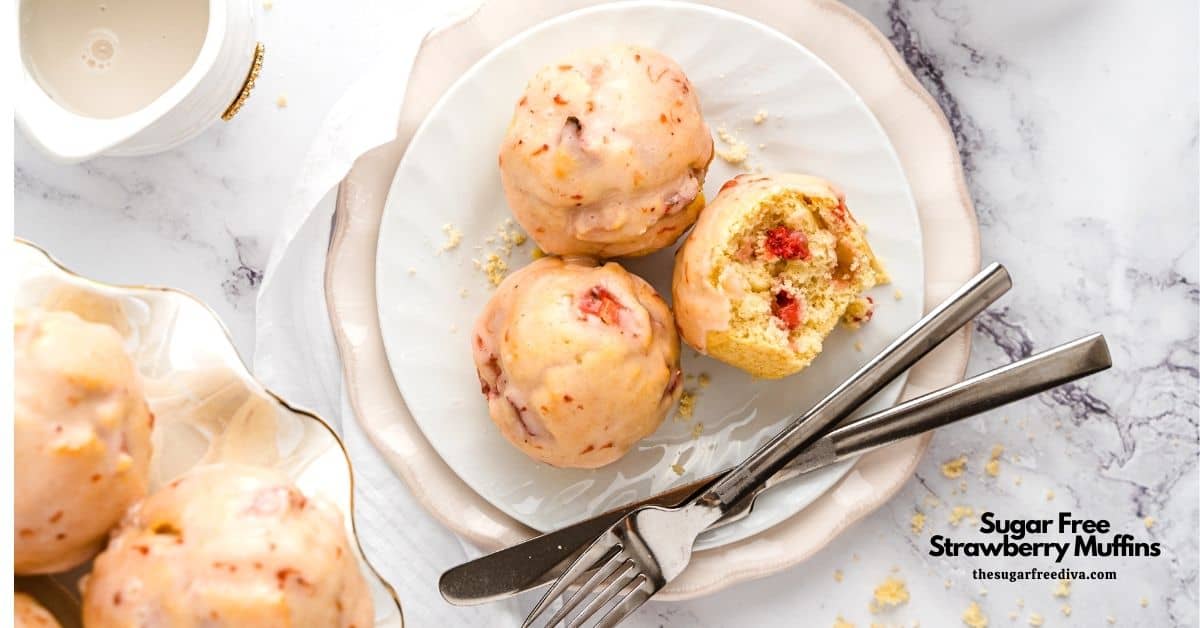Sugar Free Strawberry Muffins, a delicious and simple breakfast or snack recipe for making delicious moist muffins with no added sugar.