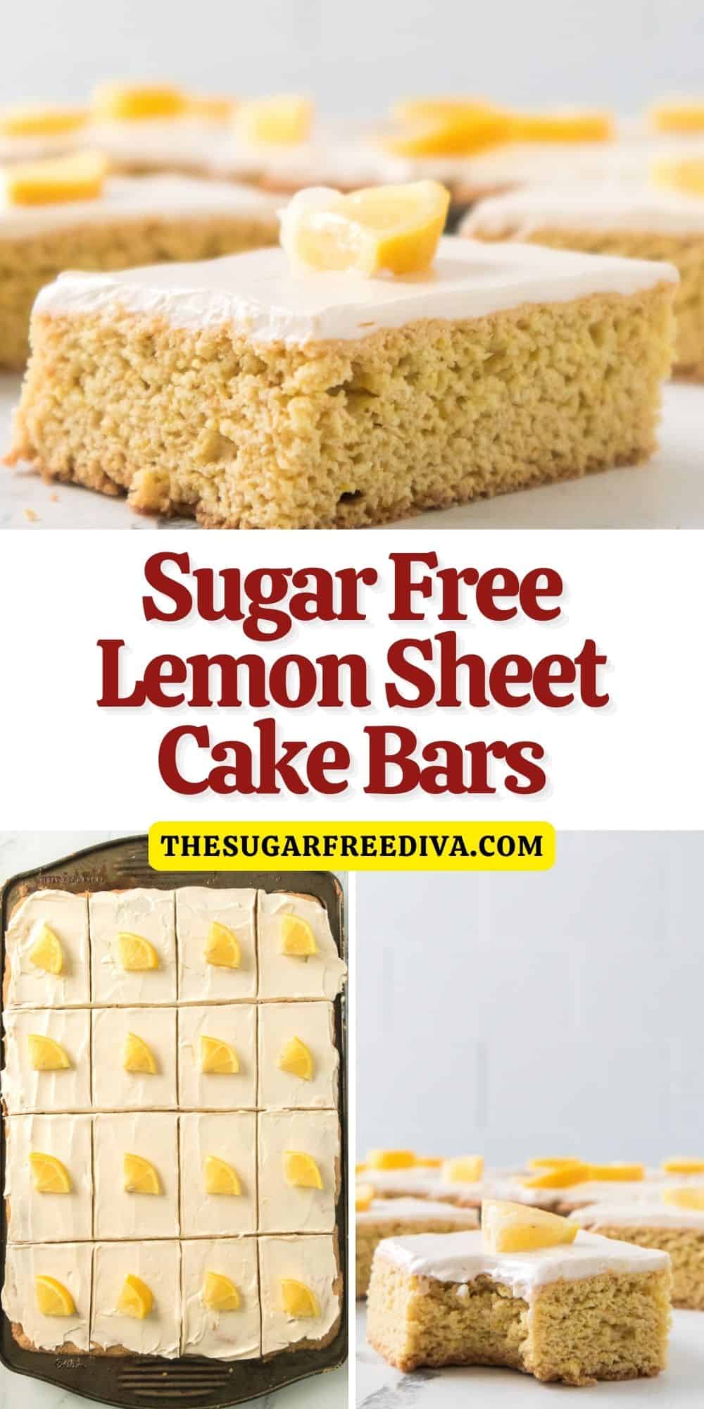 Sugar Free Lemon Sheet Cake Bars, a simple and delicious dessert recipe for  dessert cake bars that has no added sugar.