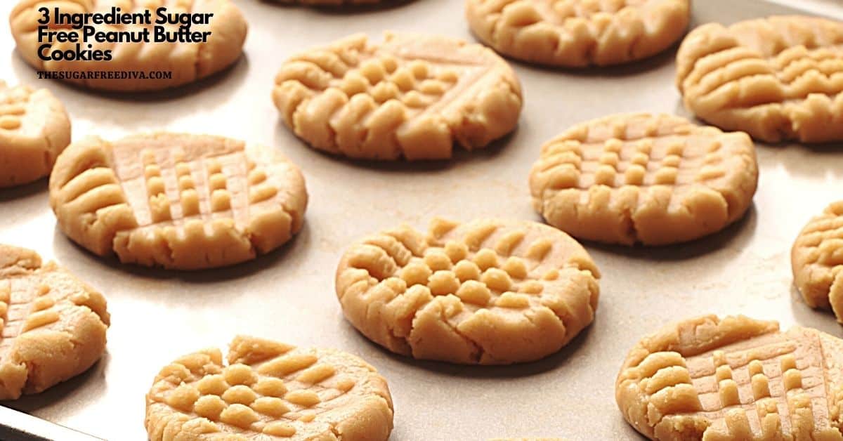 The Best 3 Ingredient Sugar Free Peanut Butter Cookies, low carb, keto, gluten free recipe