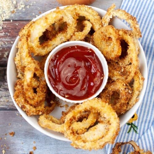 Really easy and Yummy Low Carb Air Fried Onion Rings.