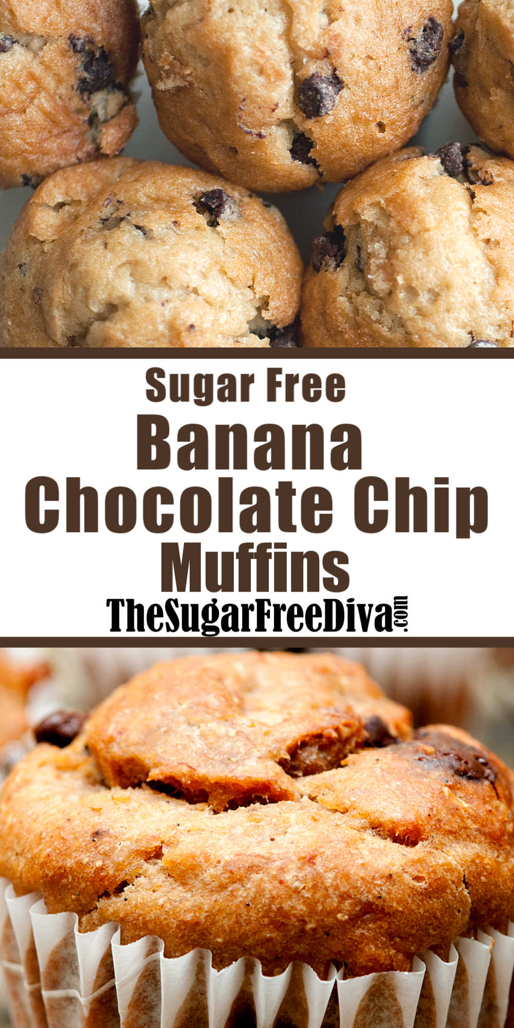 Sugar Free Vegan Banana Chocolate Chip Muffins