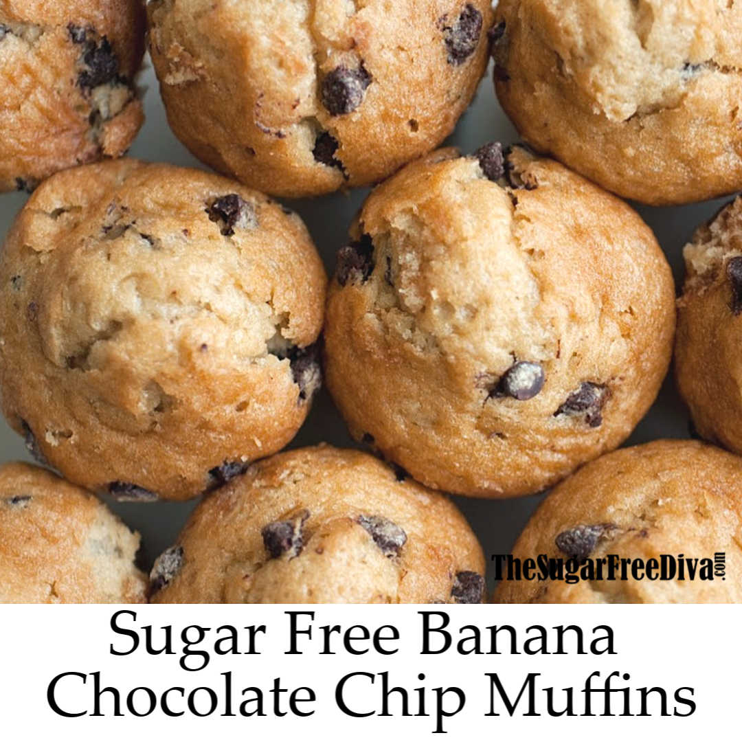 Sugar Free Vegan Banana Chocolate Chip Muffins