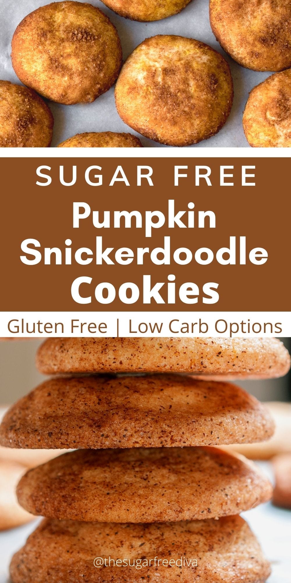 Sugar Free Pumpkin Snickerdoodle Cookies, an easy and delicious recipe for dessert or snacks, no added sugar!