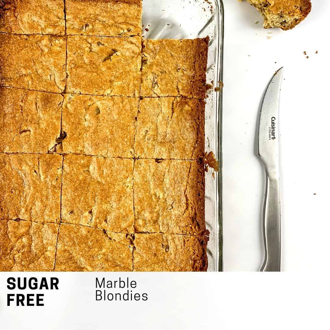 Sugar Free Marble Blondies, a simple dessert recipe that has keto, gluten free, and low carb options