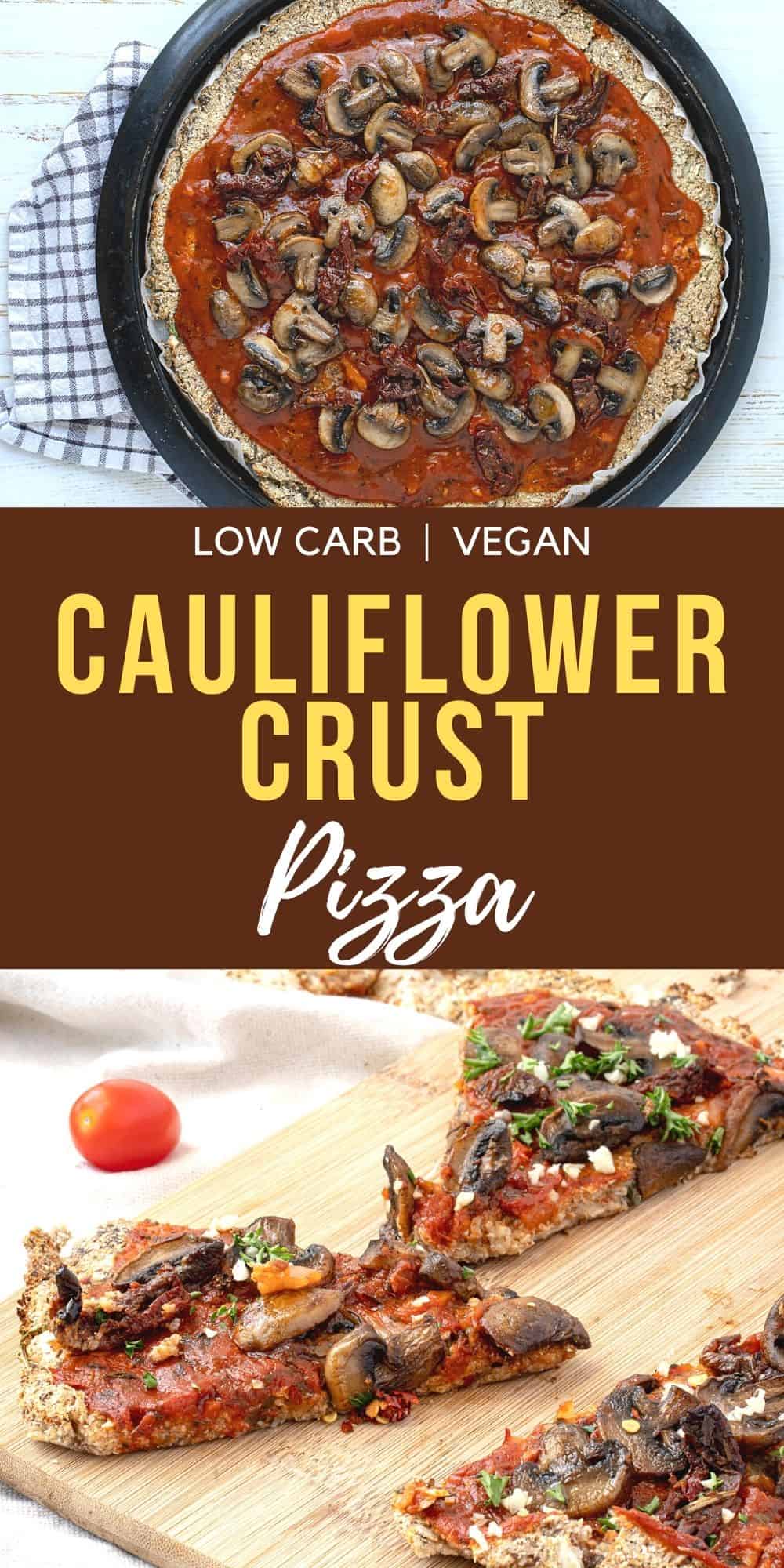 Pizza vegana de coliflor baja en carbohidratos