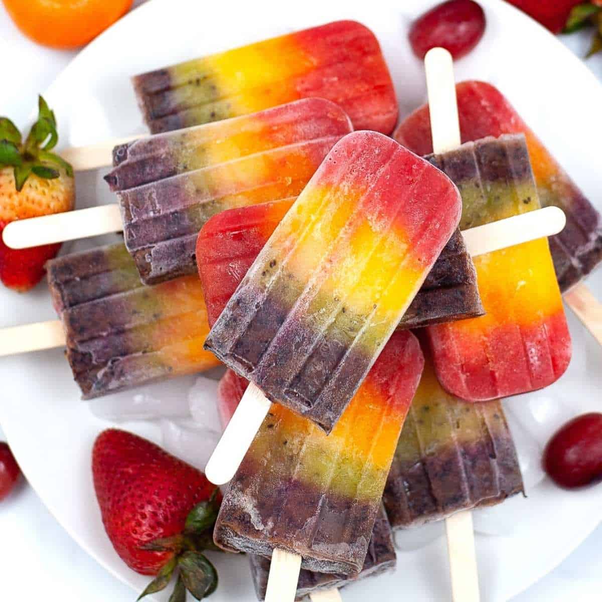 Sugar Free Rainbow Fruit Popsicles