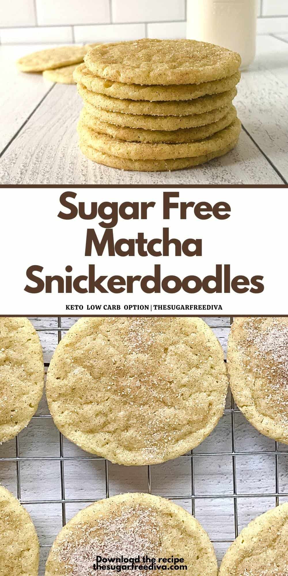 Sugar Free Matcha Snickerdoodle Cookies