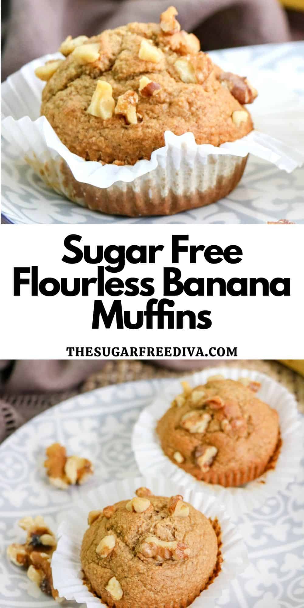 Sugar Free Flourless Banana Muffins