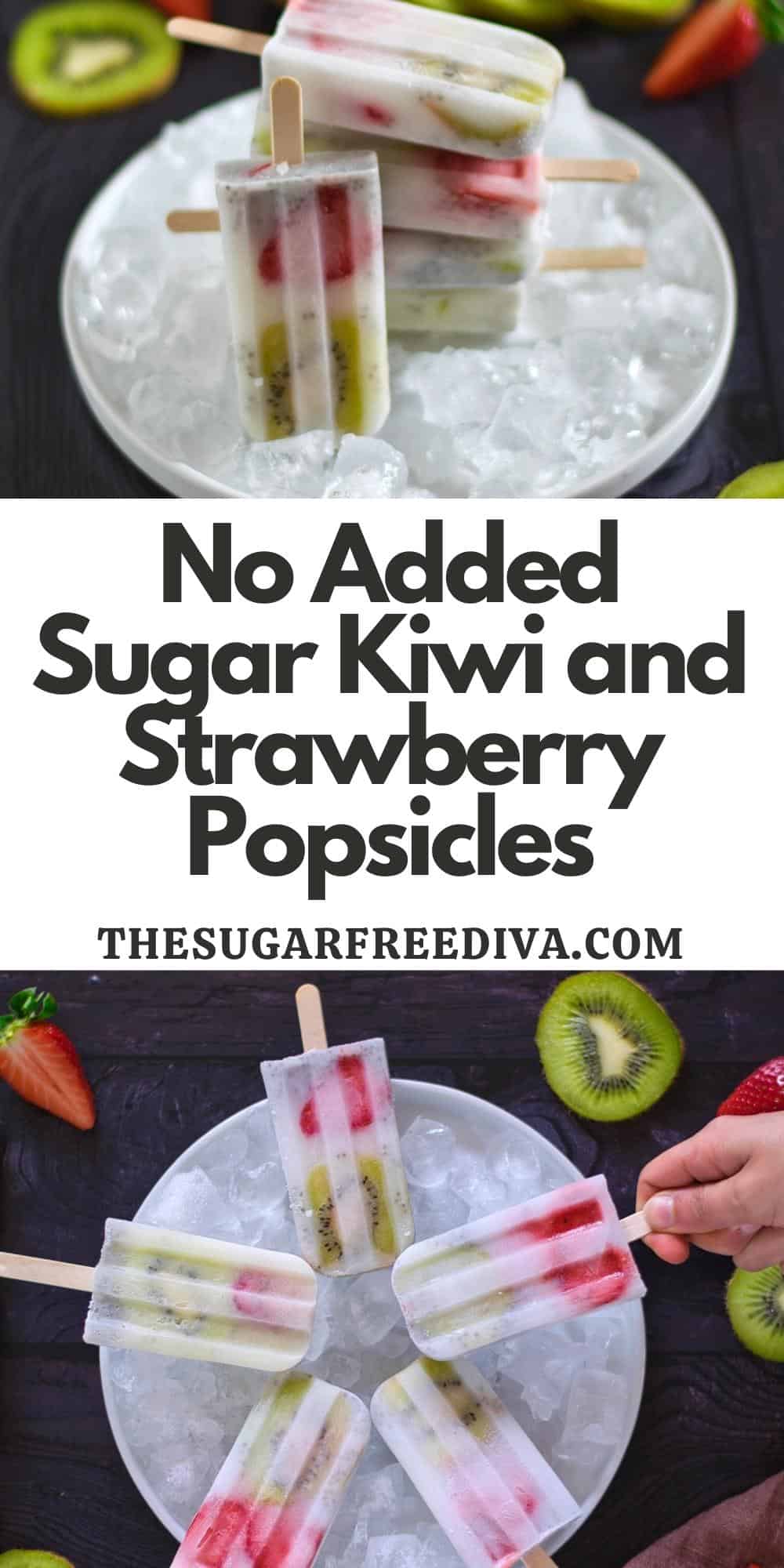 No Added Sugar Kiwi and Strawberry Popsicles