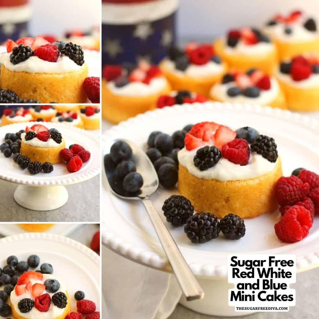 Sugar Free Red White and Blue Mini Cakes