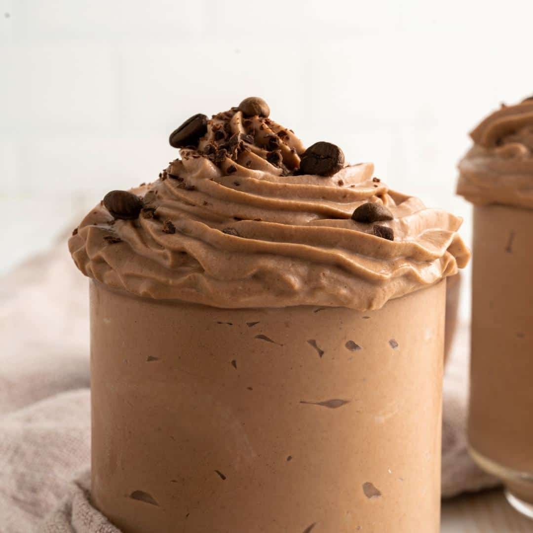 Sugar Free Keto Mocha Mousse, a simple dessert recipe for making a delicious chocolaty mousse with no added sugar.