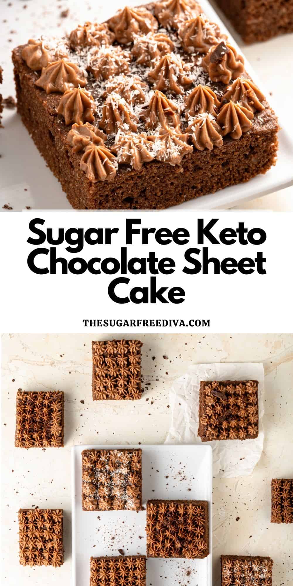 Sugar Free Chocolate Sheet Cake, a simple and tasty dessert recipe that is keto, low carb, and gluten free diet friendly.