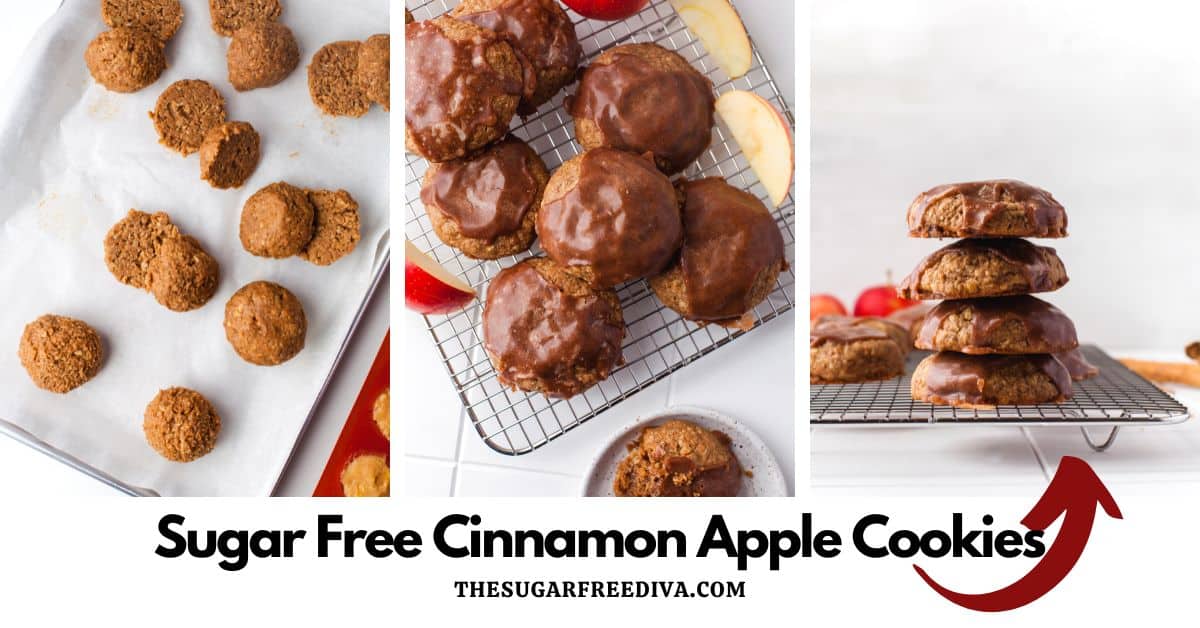 Sugar Free Cinnamon Apple Cookies, a tasty recipe for glazed cookies with no added sugar other than from the apple itself.