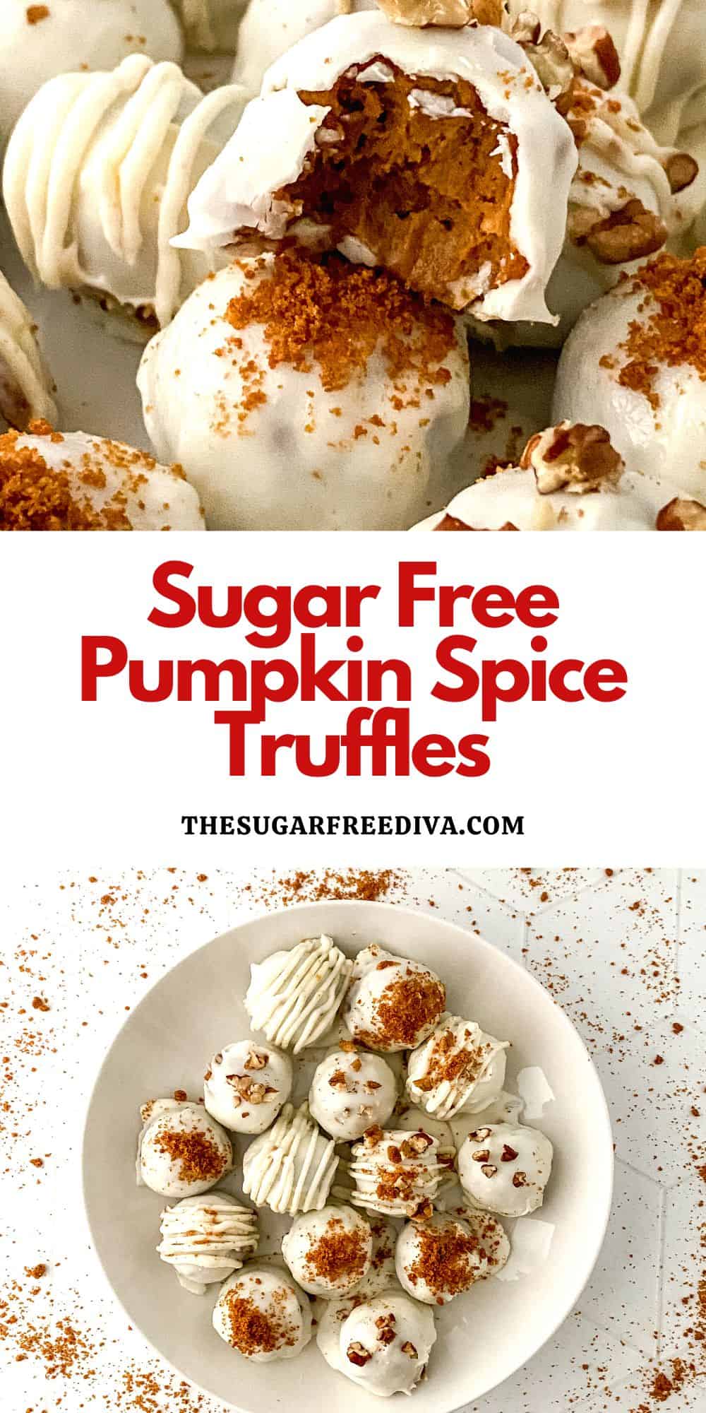 Sugar Free Pumpkin Spice Truffles, a simple no bake candy coated dessert or snack recipe made with no added sugar.