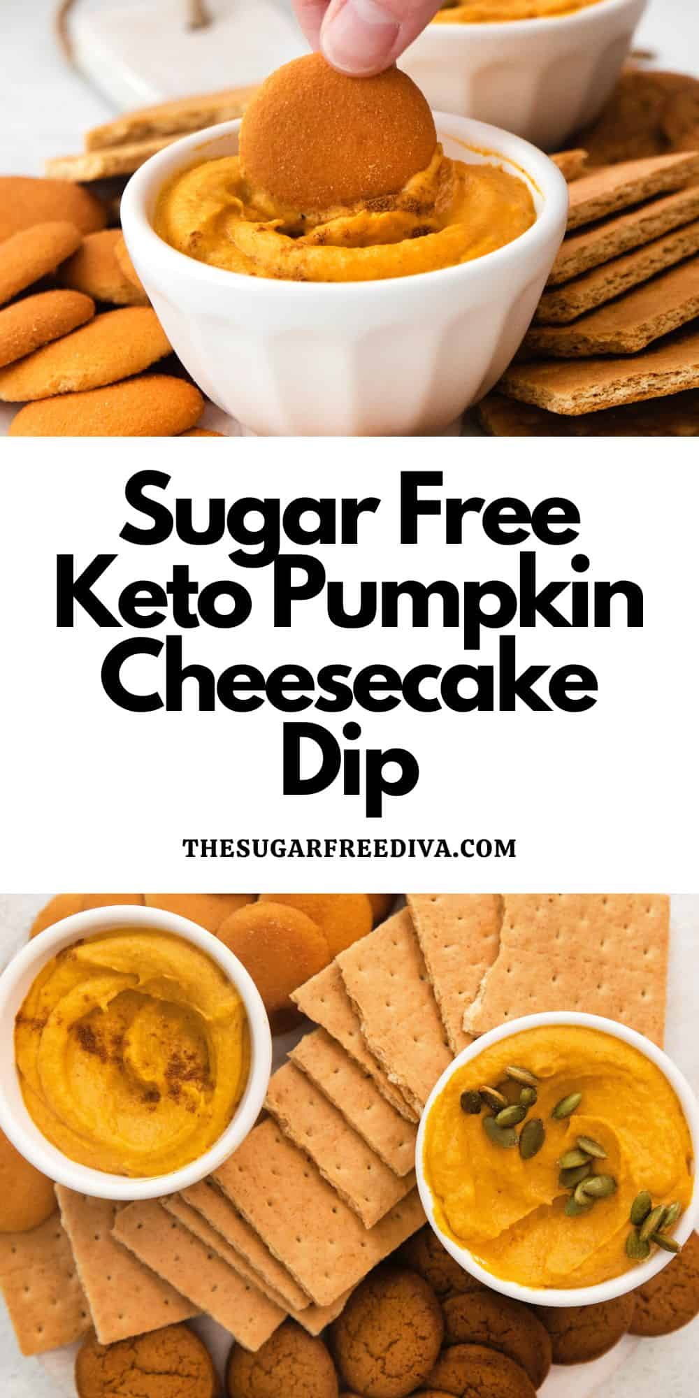 Sugar Free Keto Pumpkin Cheesecake Dip, a simple and delicious dessert dip recipe that is perfect with cookies and fruit