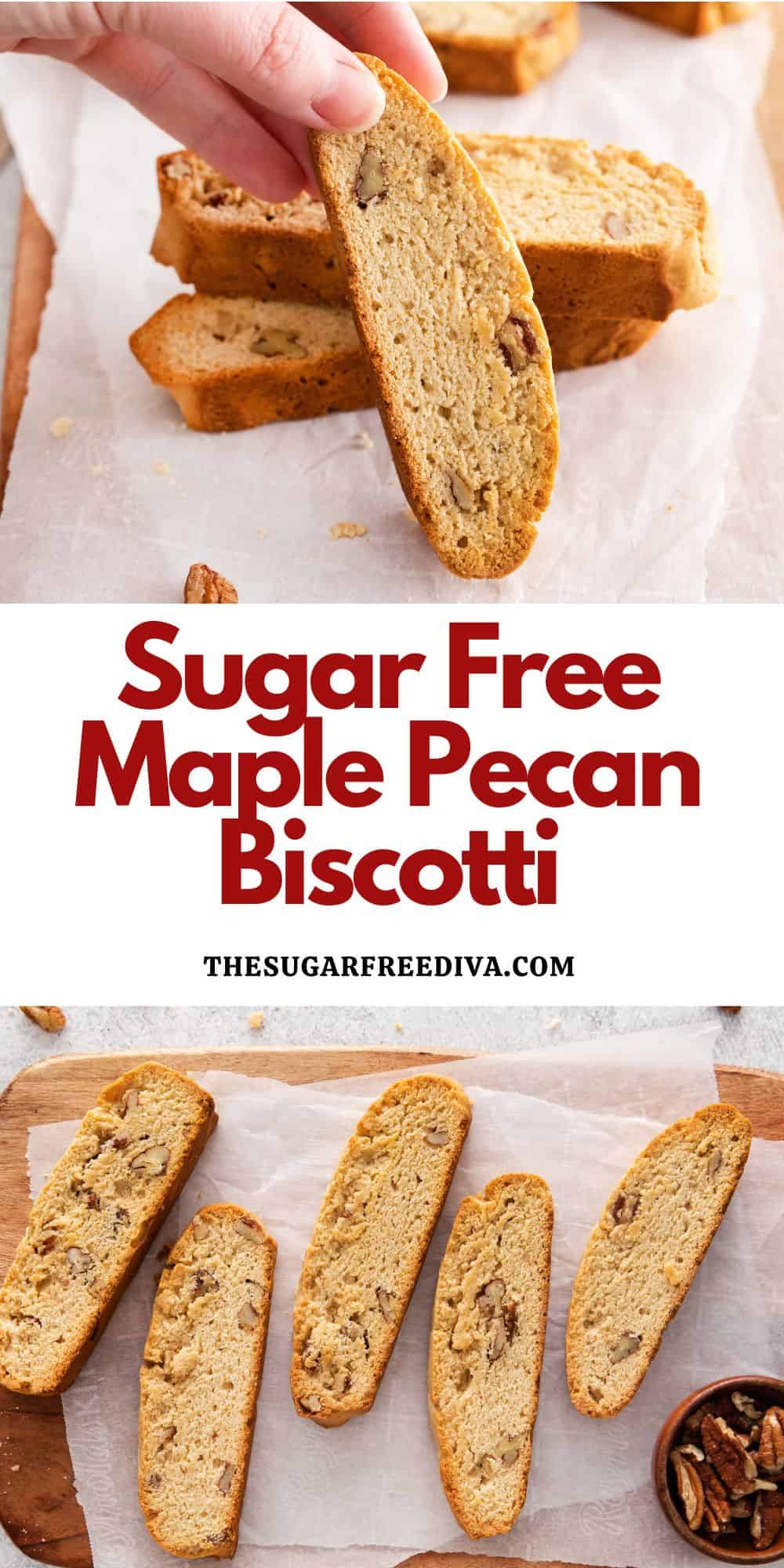 Sugar Free Maple Pecan Biscotti, a delicious no added sugar dessert recipe based upon a popular traditional Italian cookie.