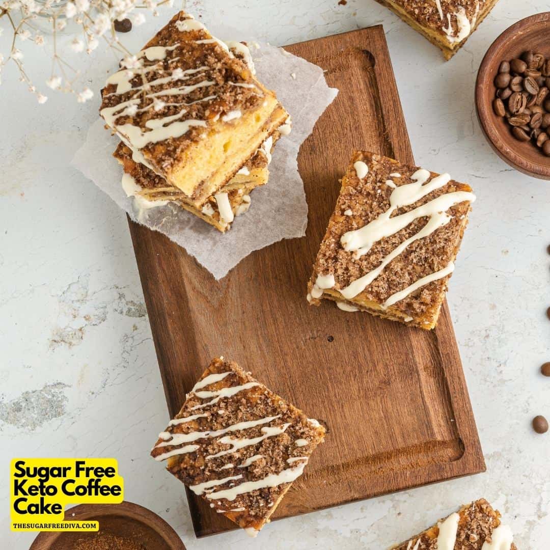 Sugar Free Keto Coffee Cake, a delicious dessert or snack recipe made with no added sugar. Keto, Low Carb, Gluten Free.