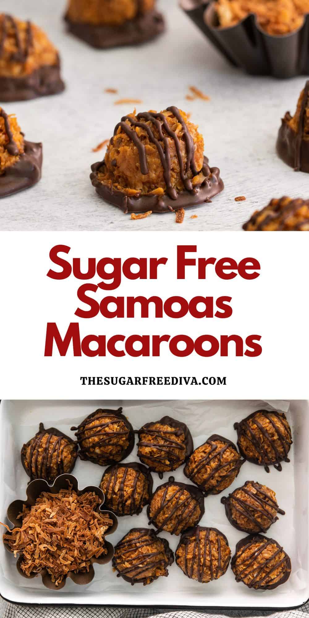 Sugar Free Samoas Macaroons, a simple and delicious dessert recipe featuring dulce de leche and shredded coconut. keto, low carb.