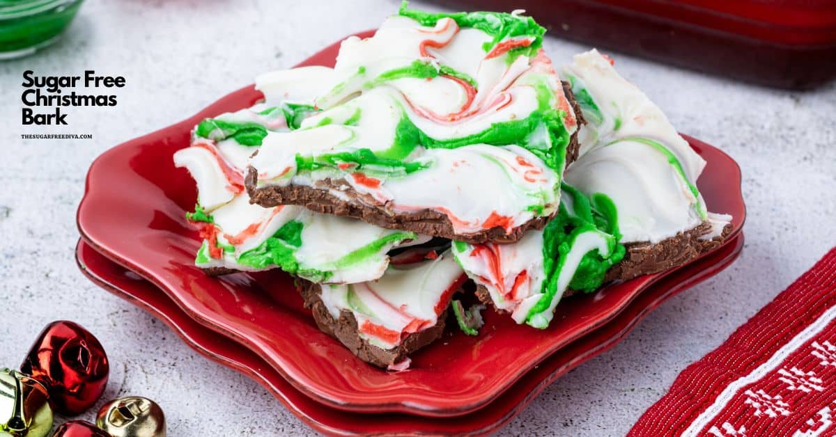 Sugar Free Christmas Bark,  A simple recipe for a delicious no bake peppermint flavored holiday treat or dessert. keto gf