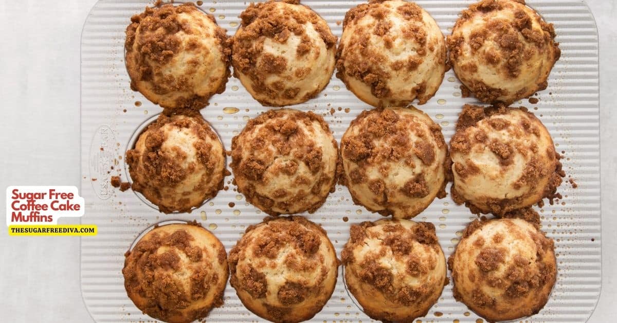 Sugar Free Coffee Cake Muffins, a delicious and simple recipe for individual sized cakes with no added sugar.