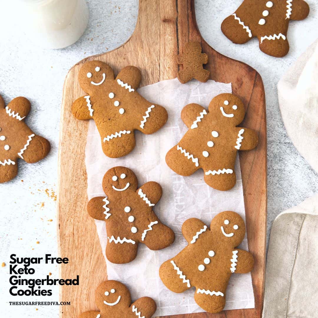 Sugar Free Keto Gingerbread Cookies, a simple and delicious dessert or snack recipe for holiday cookies that can be cut into shapes.