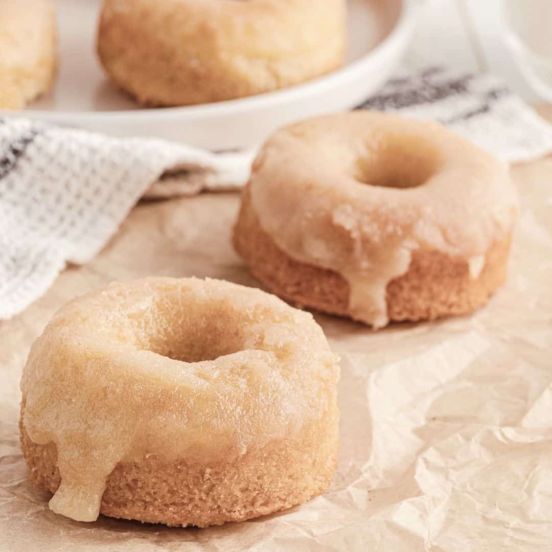 Sugar Free Glazed Donuts, a simple recipe for homemade donuts that have no added sugar. Keto, Low Carb, and Gluten Free.