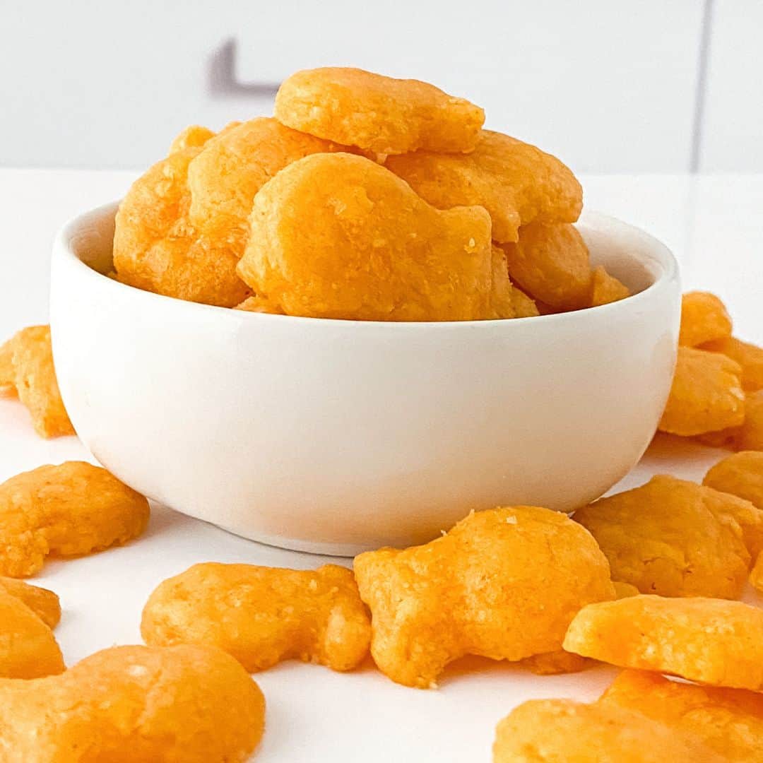 Keto Cheddar Goldfish Crackers Recipe, a simple recipe for making snack crackers. Low Carb, Gluten Free, Sugar Free. 
