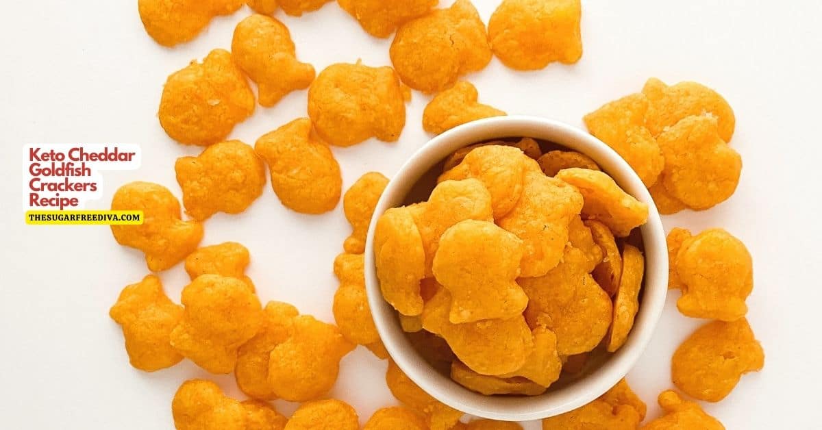 Keto Cheddar Goldfish Crackers Recipe, a simple recipe for making snack crackers. Low Carb, Gluten Free, Sugar Free. 