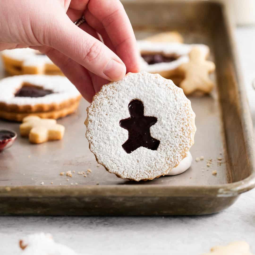 Sugar Free Holiday Linzer Cookies Recipe, a delicious Christmas dessert or snack idea made with no added sugar. Keto option.