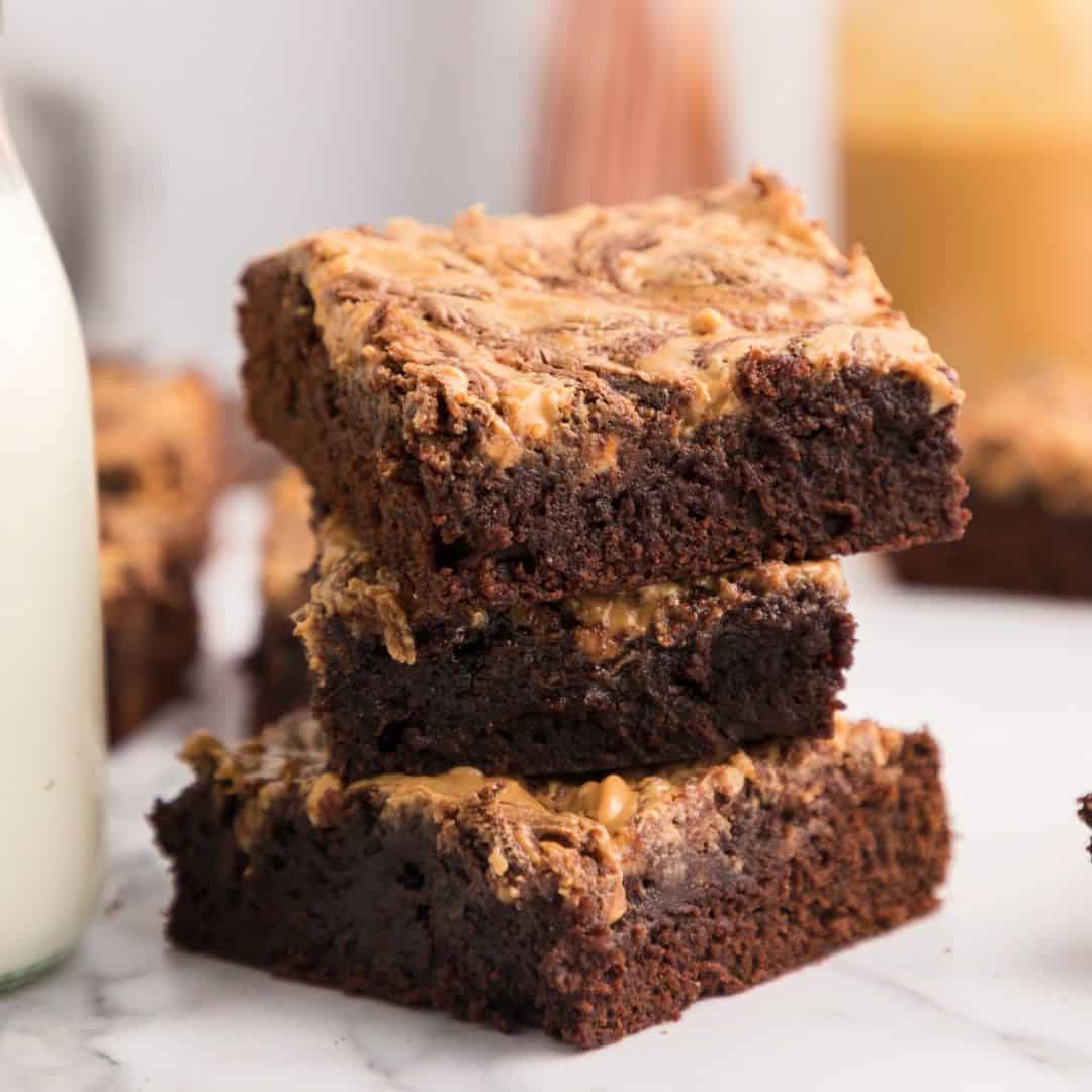 Sugar Free Peanut Butter Chocolate Brownies, a simple and delicious recipe  for fudgy chocolate peanut butter brownies  with no added sugar.