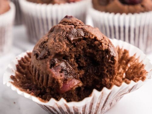 Sugar Free Double Chocolate Cherry Muffins