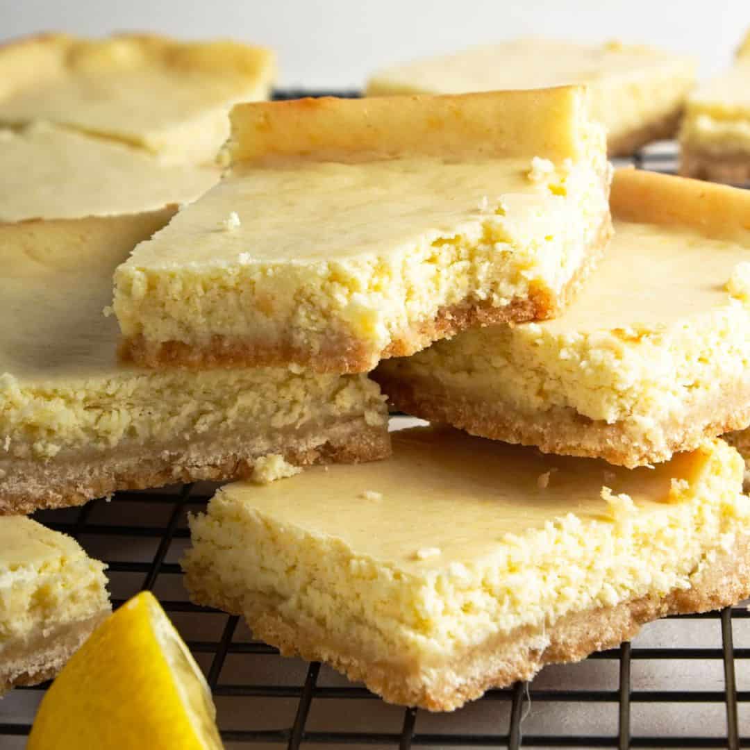 Sugar Free Lemon Ginger Cheesecake Bars, a delicious and simple baked dessert recipe made with almond flour crust. no added sugar, keto.