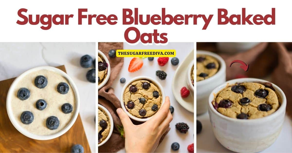 Sugar Free Blueberry Baked Oats, a simple and delicious breakfast or brunch recipe made with oats and fruit and no added sugar. 