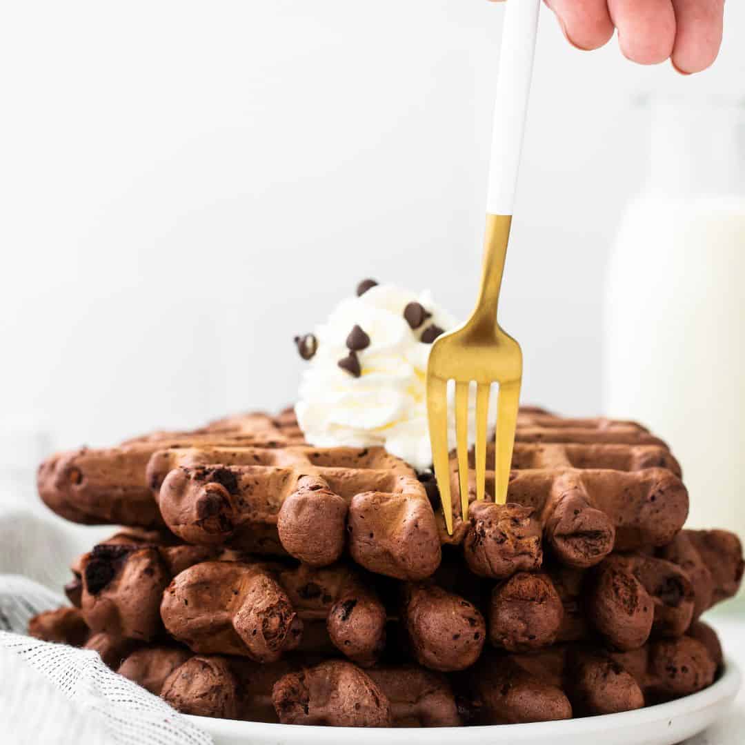 Sugar Free Chocolate Waffles. A delicious chocolatey  breakfast or brunch recipe made with no added sugar. Keto low carb gluten free option.