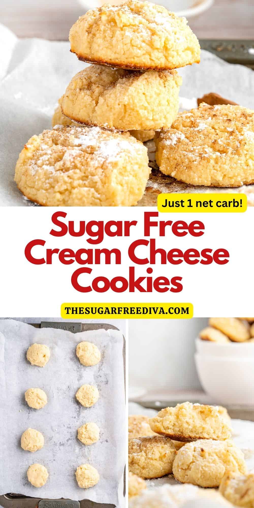 Sugar Free Low Carb Cream Cheese Cookies, a simple and delicious recipe for cookies made with almond flour. Gluten Free and Keto.