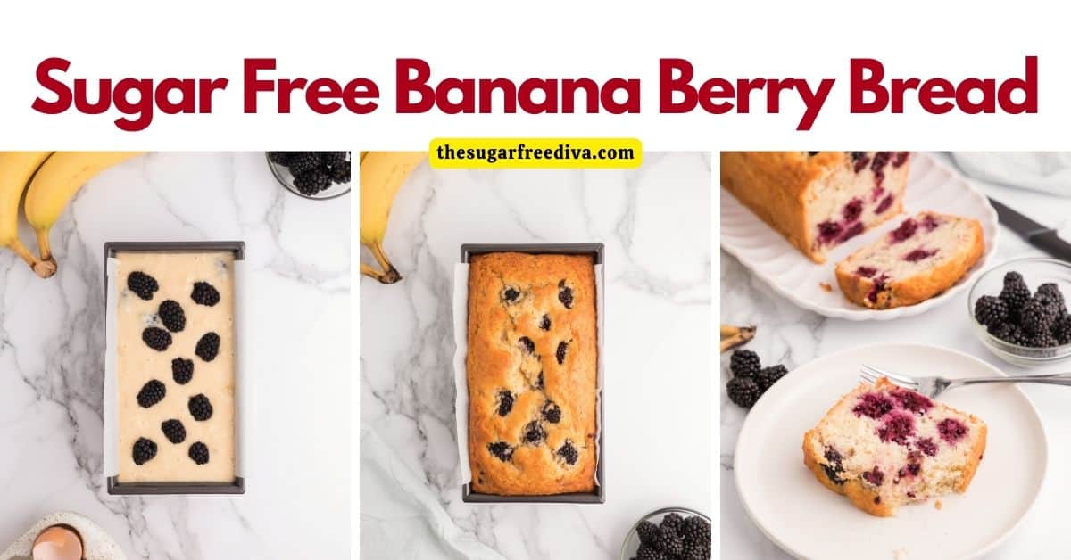 "Sugar Free Banana Berry Bread, a moist and delicious bread recipe made with fresh bananas and fruit with no added sugar.