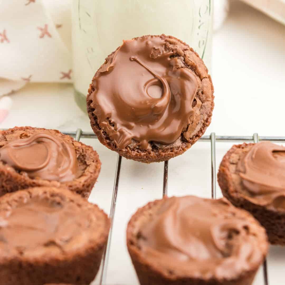 Sugar Free Chocolate Filled Brownie Bites, a simple dessert recipe featuring bite sized brownies filled with chocolate or hazelnut spread.