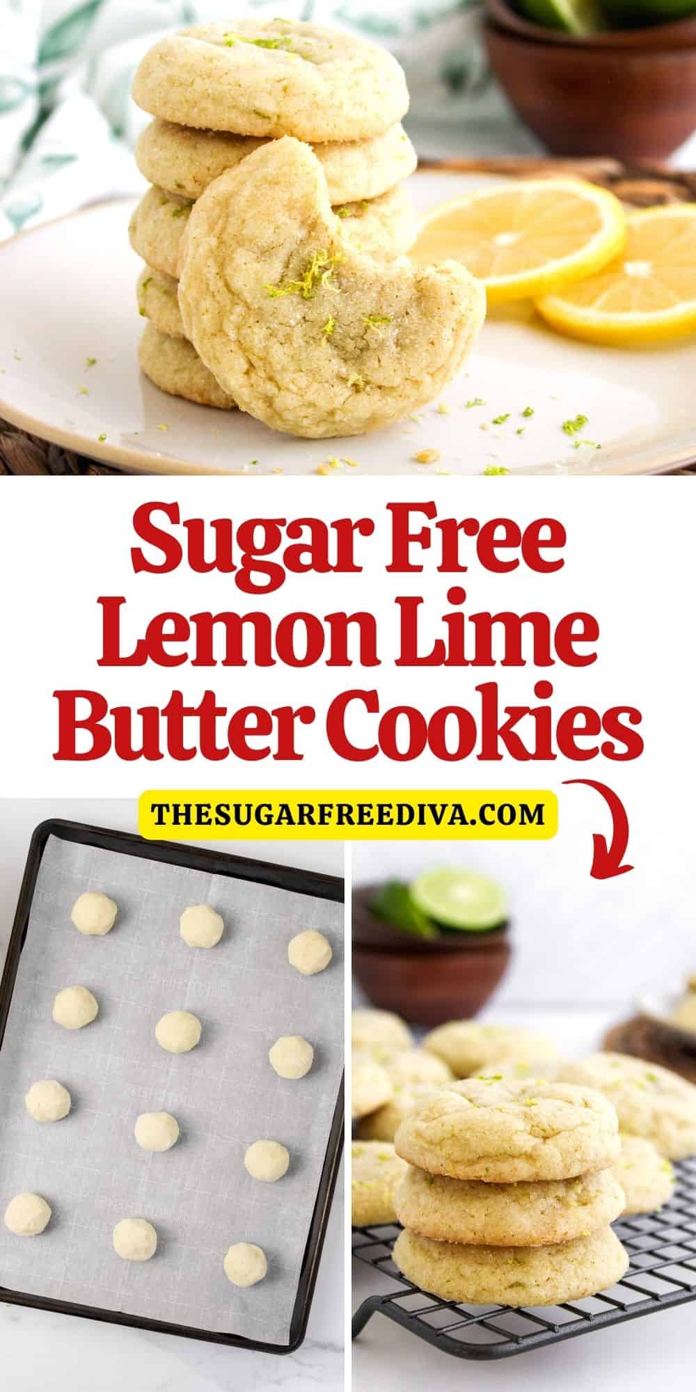 Sugar Free Lemon Lime Butter Cookies, a delicious flavorful, moist and chewy cookie recipe made with no added sugar.