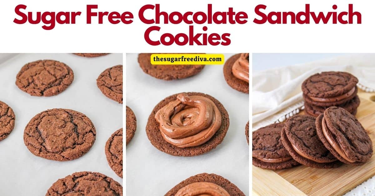 Sugar Free Chocolate Sandwich Cookies, a delicious dessert or snack recipe featuring crisp chocolate cookies with a creamy chocolate filling.