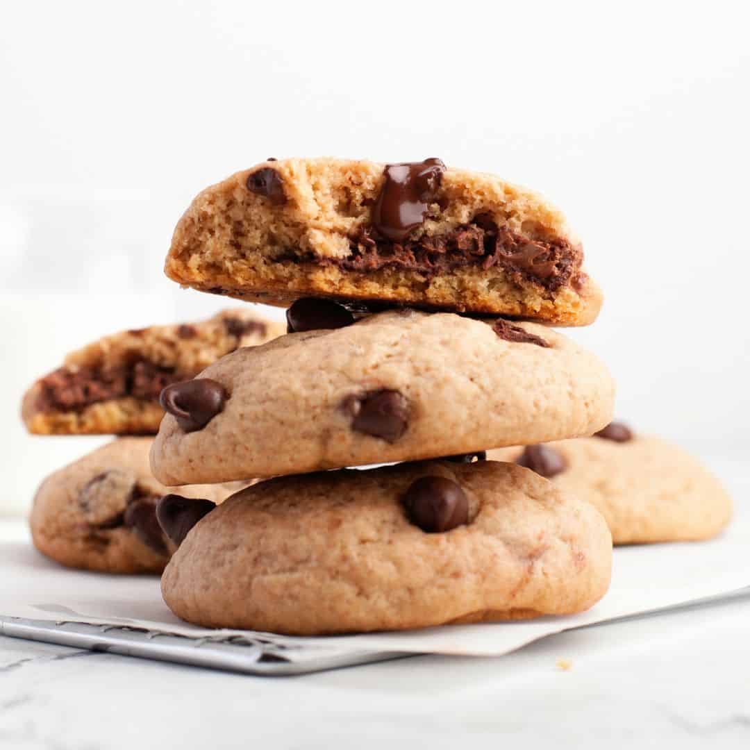 Sugar Free Chocolate Stuffed Cookies, a simple and delicious dessert recipe for chocolate chip cookies stuffed with chocolate or spread.