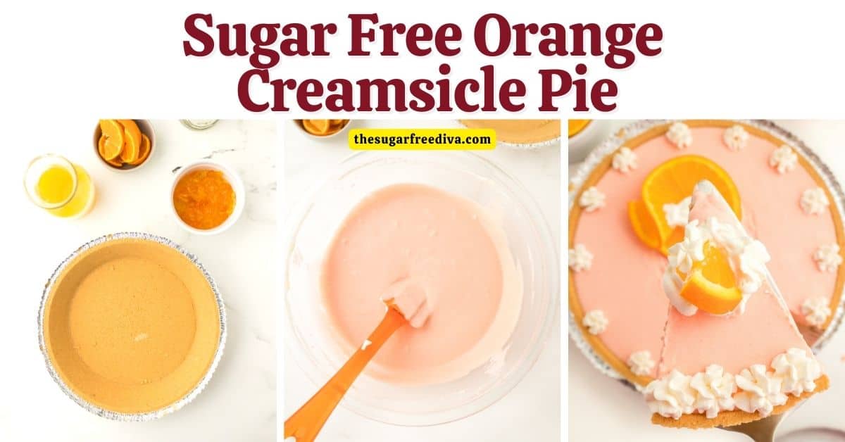 Sugar Free Orange Creamsicle Pie, a delicious and refreshing dessert recipe made with a creamy orange filling and no added sugar.