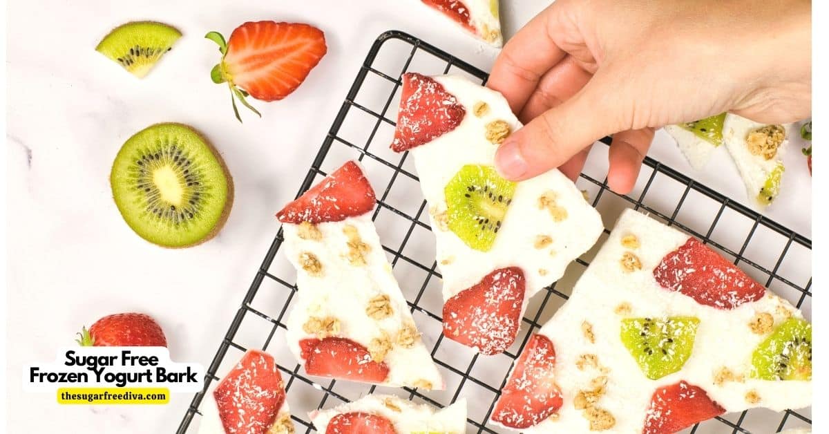 Sugar Free Frozen Yogurt Bark, a simple and delicious healthy snack made with healthy ingredients including yogurt and fresh fruit.